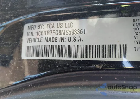2021 Ram 1500 Classic Express 4X4 6'4 Box из США, поврежденный, VIN 1C6RR7FG8MS593361